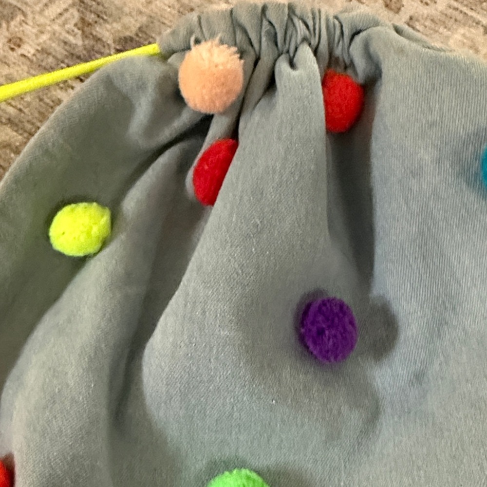 Meri Meri Blue Pom-Pom Drawstring Bag - Picture 6 of 12